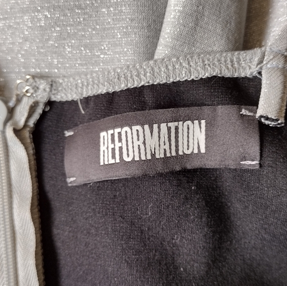 REFORMATION Square Neckline Silver Mini Dress Size Small - Picture 8 of 9